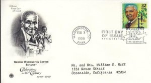 1998, George Washington Carver, PCS, FDC (E8573)