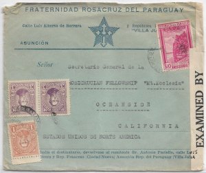 Asuncion, Paraguay to Oceanside, Ca 194x, Censored (C5055)