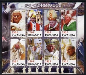 RWANDA - 2012 - Pope John Paul II - Perf 8v Sheet - MNH - Private Issue