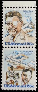 1979 25c Wiley Post, Aviation Pioneer, Pair Scott C95-96 Mint F/VF NH