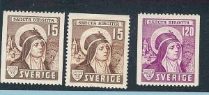 Sweden, 326-28, St. Bridget Singles, **Hinged**