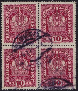 Austria - 1916 - Scott #148 - used block of 4