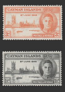 CAYMAN ISLANDS YEAR 1946 SCOTT # 112 - 113. UNUSED.