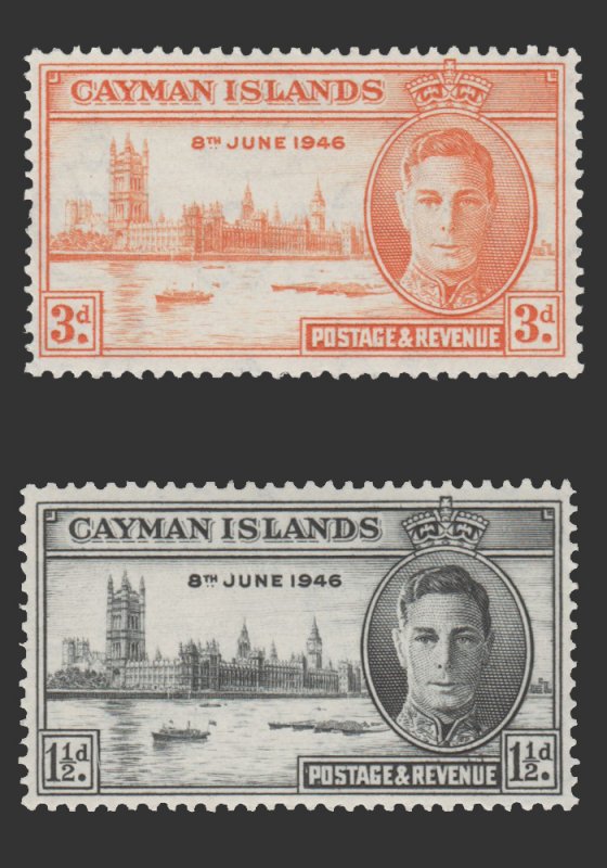 CAYMAN ISLANDS YEAR 1946 SCOTT # 112 - 113. UNUSED.