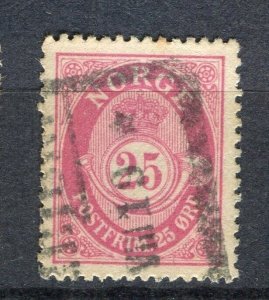 NORWAY; Early 1900s fine used Numeral issue 25ore. fine Shade + Postmark