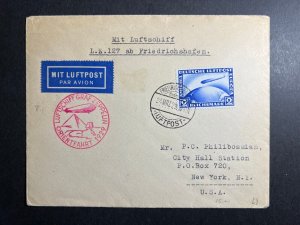 1929 Germany Airmail Graf Zeppelin Cover LZ 127 Friedrichshafen to NY USA