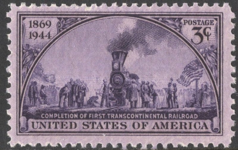 SC#922 3¢ Transcontinental Railroad Single (1944) MNH