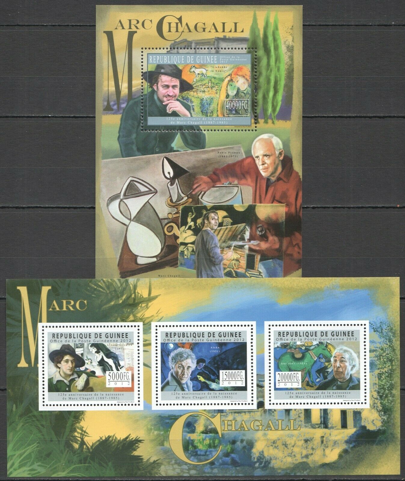 085 12 Guinea Art Paintings Great Painter Marc Chagall 1bl 1kb Mnh Africa Guinea Booklets Cover Stamp Hipstamp