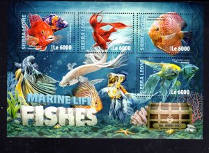 SIERRA LEONE #3679 2016 FISHES MINT VF NH O.G M/S4