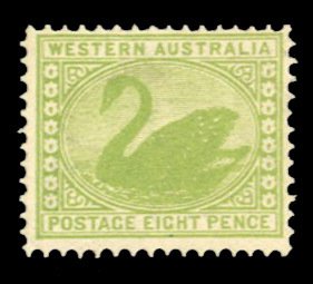 Western Australia #81 Cat$22.50, 1902 8p yellow green, hinged