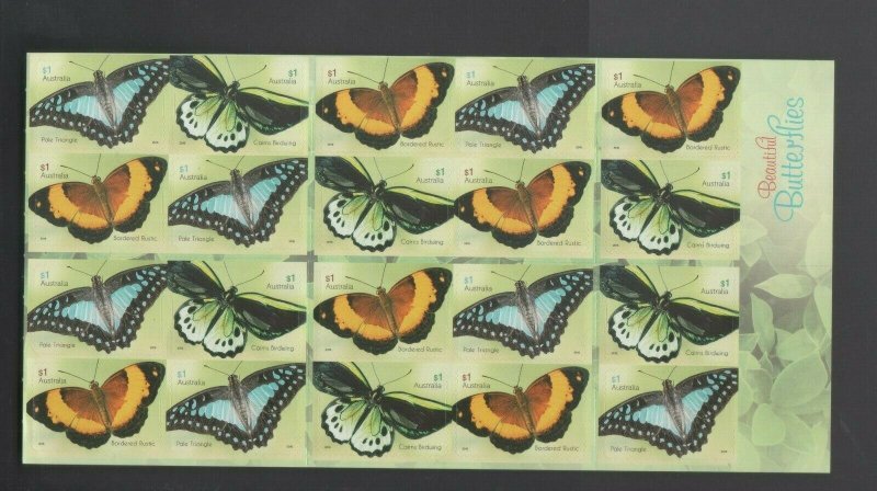 Australian Stamps Mint 2016 Butterflies $1 Unfolded Booklet Scott 4485-4487 Self