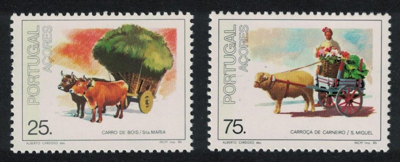 Azores Ox Sheep Cattle Traditional Carts 2v 1986 MNH SG#474-475
