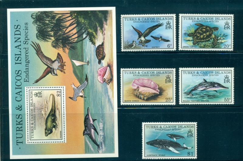 Turks & Caicos - Sc# 380-5. 1979 Endangered Species. MNH. $12.65.