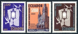 Ecuador C327-C329, C330, MNH. Mi 974-976,Bl.7.Eucharist Congress,1958. Cathedral