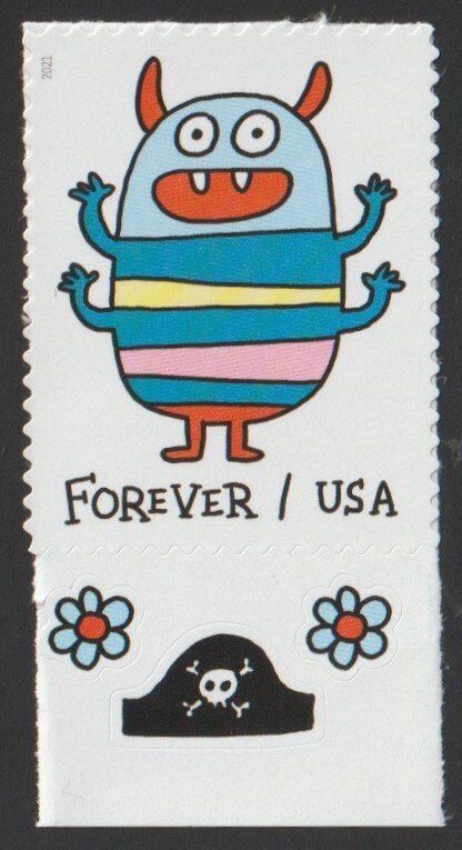 SC# 5637 - (58c) - Message Monsters - 2/4 - MNH Single with Decorating Stickers