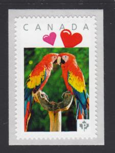 TWO PARROTS = Exotic Birds = Picture Postage stamp MNH Canada 2014 [p6sn3]