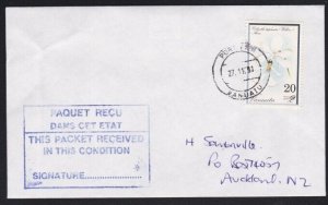 VANUATU 1991 20 on 2v opt on cover to NZ - RECEIVED IN THIS CONDITION......b1924