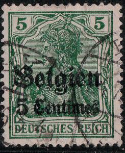 GERMANY / Occupation of Belgium - 1914 - Mi.2 5c/5pf greeen - Used