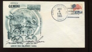 ASTRONAUTS LOVELL & BORMAN SIGNED DEC 4 1965 GEMINI 7 LAUNCH COVER (LV 765)