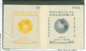 Colombia #587/C199v Mint (NH) Souvenir Sheet