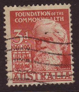 Australia 1951 Sc#241, SG#242 3d Red Henry Parkes USED.