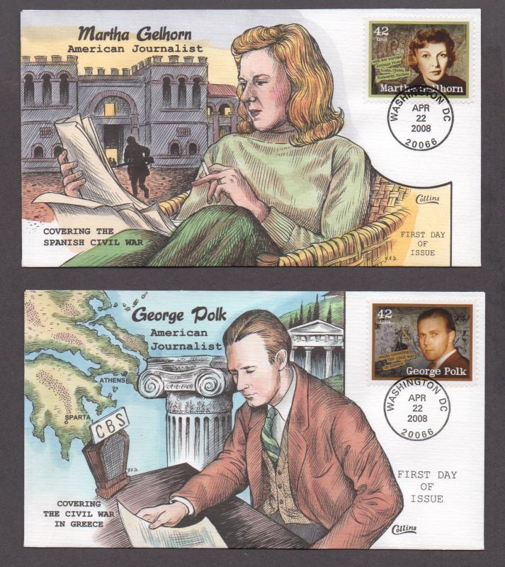 **US FDC SC# 4248-4252, Washington, DC 4/22/2008  American Journalists Collins