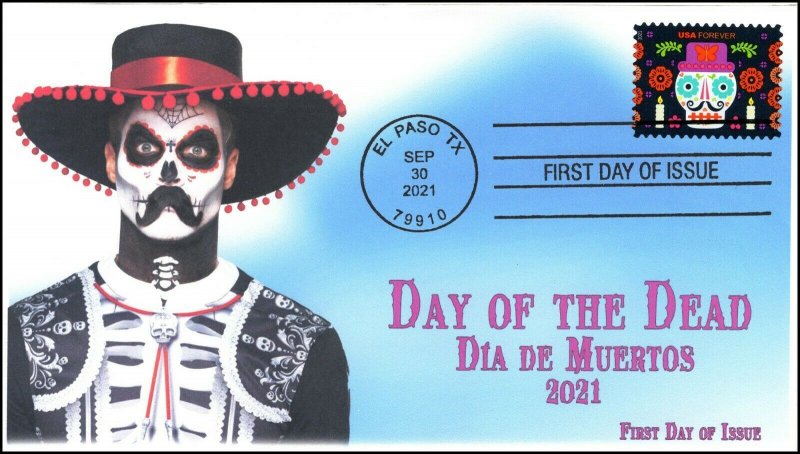 21-273, 2021, Day of the Dead, First Day Cover, Standard Postmark, SC 5641, Man’