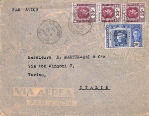 ac6677 - MAURITIUS - POSTAL HISTORY - AIRMAIL COVER from CUREPIPE to ITALY  1948