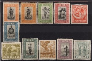 PAPUA 1932 Pictorials ½d to 1/- + extra ½d McCracken shade. MNH**