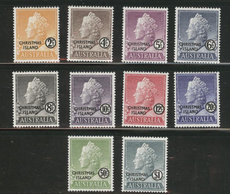 Christmas Island  Scott  1-10 MH* QE2 set