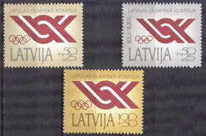 Latvia 1992 Recognition of Latvian Olympic Committee set of 3 MNH**