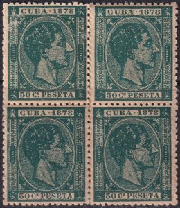 Cuba 1878 Sc 80 block MNH** toned