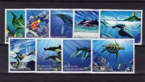 Tajikistan 2000 Marine Life/Dolphins/Turtles/Corals Set (9)  Perforated MNH