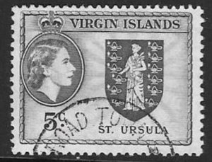 BRITISH VIRGIN ISLANDS SG154 1956 5cGREY &BLACK  USED