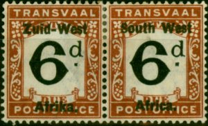 South West Africa 1923 6d Black & Red-Brown SGD2 Fine MM