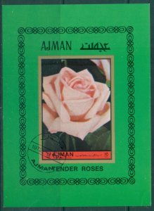 Ajman 1972 Mi#MS456A Flowers, Tender roses MS IMPERF CTO