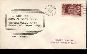 USA SC#955 Cachet-Last Run Santa Fe Motor Train Jan 16, 1949