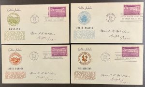 858 Unknown designer cachet Full set of ND, SD, Montana & Washington FDCs 1939