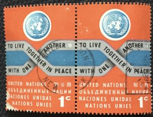 UN #104 Used Pair (Left stamp damaged) Peace SCV $.50 L28