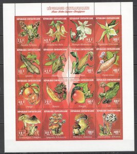 A1220 Central Africa Flora Flowers Orchids Mushrooms Fruits 1Sh Mnh