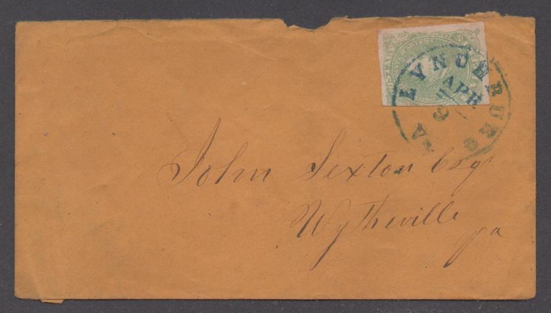 **CSA Cover, SC# 1 Tied by Blue CDS, Lynchburg, VA, 4/9/1861,2 