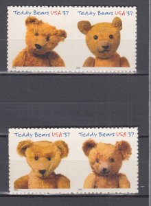 (A) USA #3653-6 Teddy Bears  Full Set of 4 Stamps MNH