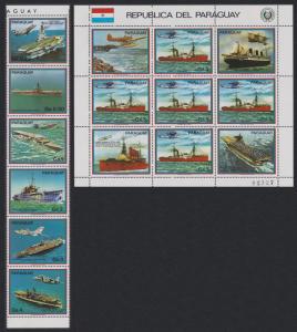 Paraguay Ships Airplanes Strip of 6+Sheetlet SC#2088-2089