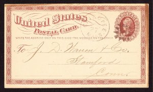 Postal Card, UX3, Chicopee, MA 4/27/1884, H in FLAMES Fancy Cancel