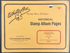 White Ace Historical Stamp Album Pages US Comm Singles Supplement S 2016 NEW