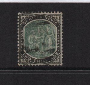 St Kitts & Nevis 1903 SG8 Two Shillings 14 perf CA watermark - used