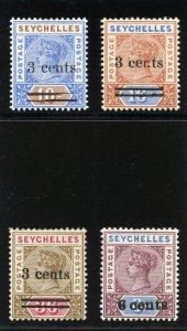 Seychelles 1901 QV Surcharge set of four VFM. SG 37-40. Sc 29-32.