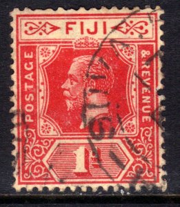 Fiji 1922 - 27 KGV 1d Carmine Red Used SG 230 ( D524 )