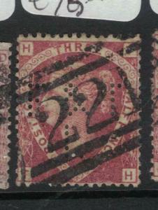 Great Britain SG 52 Pl 3 Perfin, Item One VFU (9dvn)