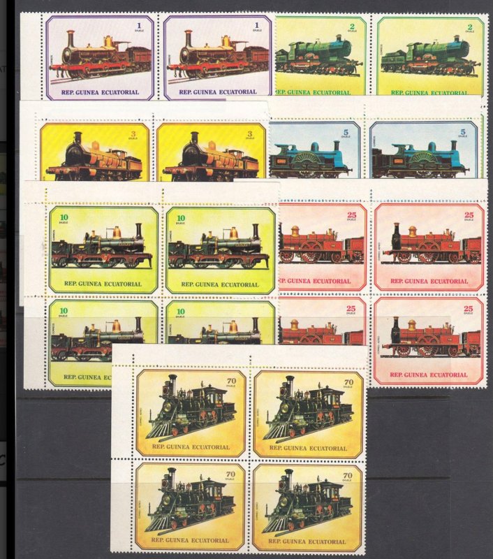 Equatorial Guinea #7868-7874 MNH Blocks CV€14 Locomotives Trains